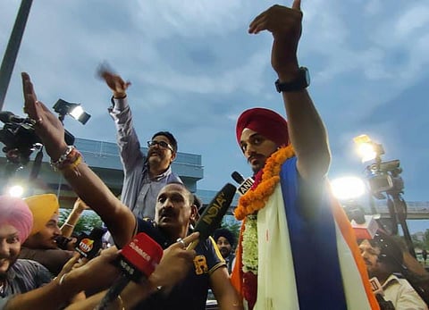 Arshdeep Singh arrive at Chandigarh airport. 